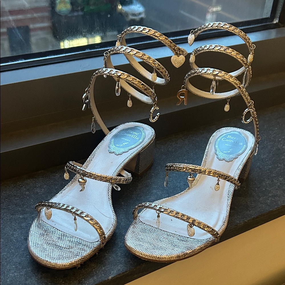 Rene Caovilla Silver Sandals